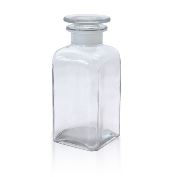 Vierkantflasche 350 ml Klarglas + Glasstopfen