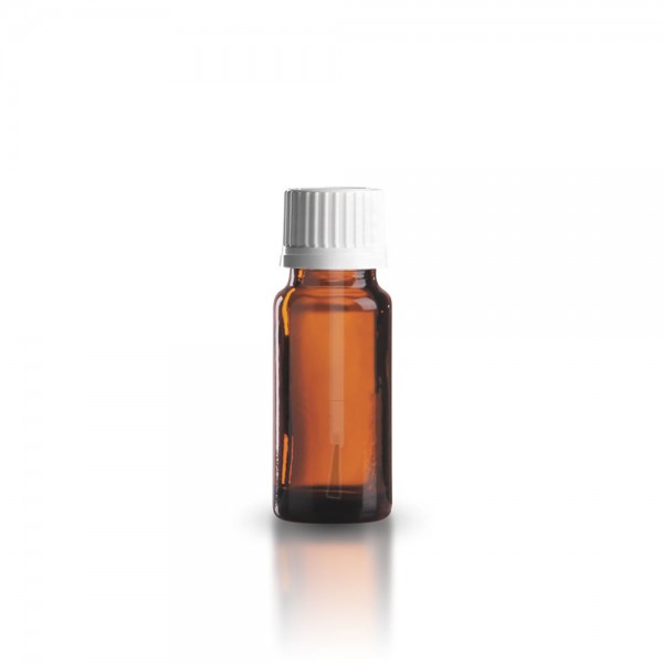 Braune 10ml Tropffläschchen + Schraubverschluss weiß m. Pinsel OV