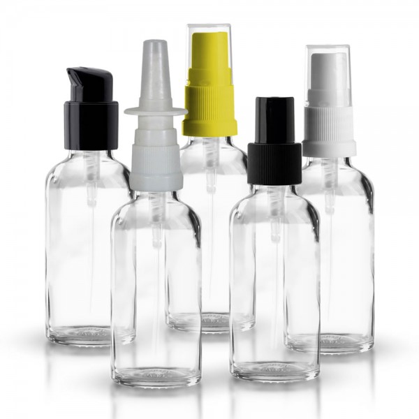 Klare 50ml Glasflasche mit Pumpverschluss