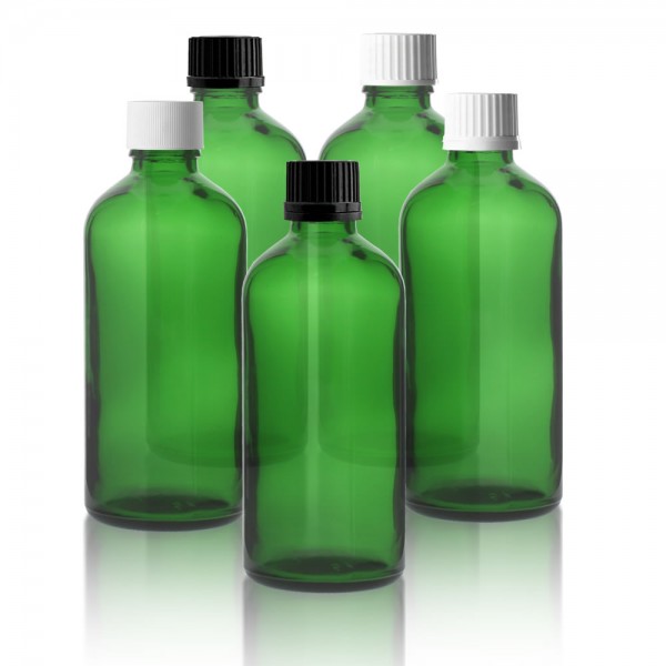 Grüne Apothekerfläschchen 100ml + Schraubverschluss