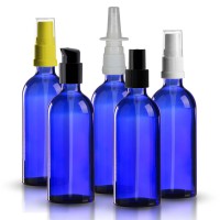 Blaue 100ml Glasflasche mit Pumpverschluss Blaue 100ml Glasflasche mit Pumpverschluss