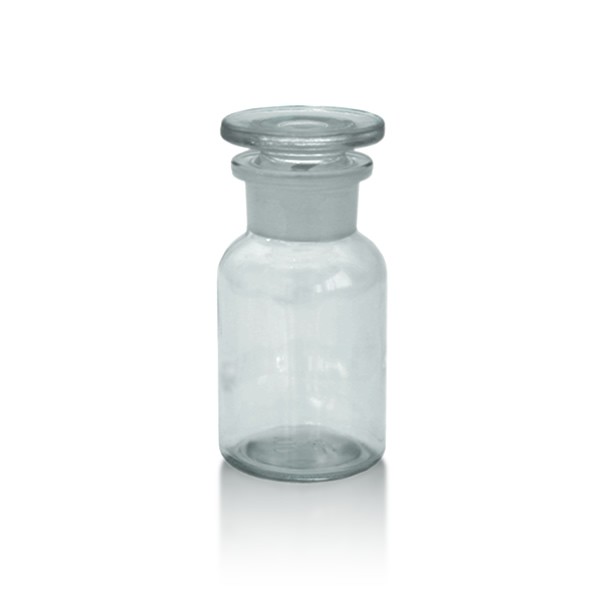 Apothekerflasche 100 ml Weithals klar + Glasstopfen