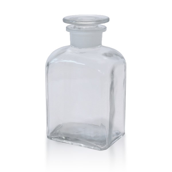 Vierkantflasche 500 ml Klarglas + Glasstopfen